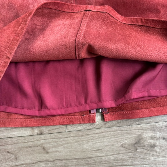 Sanctuary Leather Mini Skirt Orange/Red Sz 8 Front Zipper EUC - Picture 9 of 9